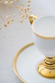 btmhome Prune Gold 6 Kişilik Porselen Kahve Fincanı Takımı Seti- Beyaz 90 ml - 4