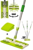 btmhome Mikrofiber Mandallı Mop, Teleskopik Saplı Set +1 Yedek Bezli Yeşil Renk - 1