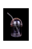 btmhome 1 Adet Oval Kapaklı Cam Pipetli Plastik Pinterest Bardak Kahve Sunum Bardağı 430ml Smoothie Bardak - 2
