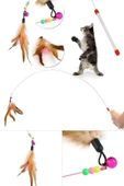 btmhome Çıngıraklı ve Renkli Tüylü Kedi Oyun Oltası 90 Cm - İpli Kedi Oyuncağı - 1