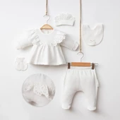 Yakası Fistolu Kız Bebek Zıbın Set 5li - 2