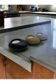 Three Drops Minimal Dekoratif Beton Tealight Mumluk 3'lü Set |Siyah-Vizon-Gri| - 3