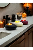 Three Drops Minimal Dekoratif Beton Tealight Mumluk 3'lü Set [ Siyah-Beyaz-Bordo ] - 5