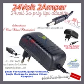 24V 2A Adaptör - 5.5X2.1mm-2.5mm Plastik Kasa Priz Tipi Adaptör - 24V 2A Adaptör Standart uç 5.5X2.5mm Plastik Kasa Priz Tipi Adaptör 24 Volt Adaptör 2 Amper - 1