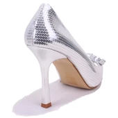 Dagoster DZA07-388497 Gümüş Abiye Topuklu Kadın Ayakkabı - 4