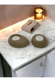 Drop&Spot Minimal Dekoratif Beton Tealight Mumluk 2'li Set Vizon - 1