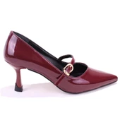 Dagoster DZA07-389100 Bordo Rugan Stiletto Topuklu Kadın Ayakkabı - 2