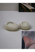 Drop&Spot Minimal Dekoratif Beton Tealight Mumluk 2'li Set Alaçatı - 3