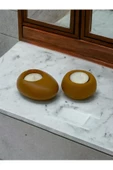 Drop&Spot Minimal Dekoratif Beton Tealight Mumluk 2'li Set Karamel - 1