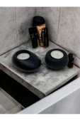 Drop&spot Minimal Dekoratif Beton Tealight Mumluk 2'li Set Siyah - 2