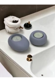 Drop&spot Minimal Dekoratif Beton Tealight Mumluk 2'li Set Gri - 2