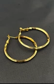 Çelik Gold Renk Halka Kadın Küpe - 1