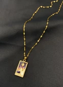Çelik Gold Renk Tarot Kadın Kolye - 1