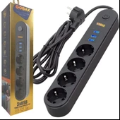 Gobax No:101 Akim Korumali 3usb Port Girişli 4 Lü Priz 2mt - 1