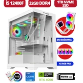 Xaser Delux III i5 12400F 32GB Ram 1TB  M.2 NVMe SSD 8GB RTX4060 Sıvı Soğutmalı Oyuncu Bilgisayarı - 1