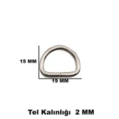 Anahtarlık Montaj Halkası D Çanta Bağlantı Halkası 19x15 MM (1000 Adet) Gümüş - 3