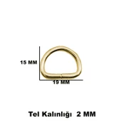 Anahtarlık Montaj Halkası D Çanta Bağlantı Halkası 19x15 MM (100 Adet)  Gold - 3