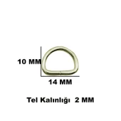 Anahtarlık Montaj Halkası D Çanta Bağlantı Halkası 14x10 MM (1000 Adet) Gold - 3