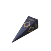 Karton Şeker Külahı Lüx Gold Yaldızlı Saray Desenli (25 Adet)  Lacivert - 1