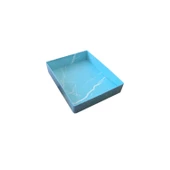 Asetat Kapaklı Karton Kutu Mermer Desenli 12X15X3 CM (10 Adet)  Mavi - 1