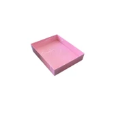 Asetat Kapaklı Karton Kutu Mermer Desenli 12X15X3 CM (10 Adet)  Pembe - 1