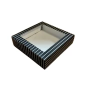 Pencereli Karton Kutu Çizgili Model 20X20X5 CM (10 Adet)  Siyah - 1