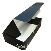 Pencereli Karton Kutu Düz Renk 20X10X5 CM  (10 Adet) Siyah - 2