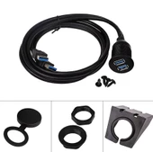 Gömme Montaj Panelli Çift USB 3.0 Erkek USB 3.0 Dişi USB Port ve Uzatma Kablosu- Araba Kamyon Tekne Motosiklet için - 1