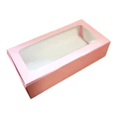 Pencereli Karton Kutu Düz Renk 20X10X5 CM  (10 Adet) Pembe - 1