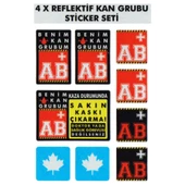 Çınar Extreme® AB Rh+ (Pozitif) Kaskımı Çıkartma Yazılı 7 Parçalı Reflektif Kan Grubu Sticker Seti thumbnail 1