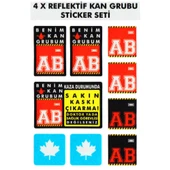 Çınar Extreme® AB Rh- (Negatif) Kaskımı Çıkartma Yazılı 7 Parçalı Reflektif Kan Grubu Sticker Seti thumbnail 1