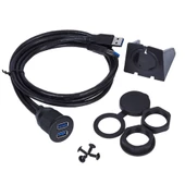 Gömme Montaj Panelli Çift USB 3.0 Erkek USB 3.0 Dişi USB Port ve Uzatma Kablosu- Araba Kamyon Tekne Motosiklet için - 4