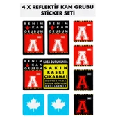 Çınar Extreme® A Rh- (Negatif) Kaskımı Çıkartma Yazılı 7 Parçalı Reflektif Kan Grubu Sticker Seti - 1