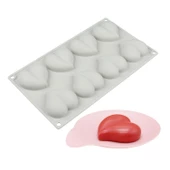 Silikon Kek Kalıp Çikolata Bombeli Desenli Kalp Kalıbı Mum Şeker Ham. Taş Tozu Kalıbı 8 Li thumbnail 5