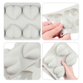 Silikon Kek Kalıp Çikolata Bombeli Desenli Kalp Kalıbı Mum Şeker Ham. Taş Tozu Kalıbı 8 Li thumbnail 4