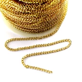 Kolye Takı Ve Aksesuar Zinciri Burgulu Lak Kaplama 4 MM (1 MT)  Gold - 1