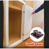 Yuvarlak Kafalı Gizli Gömme Plastik 2 Adet Dolap Kapak Mobilya Katlanır Masa Menteşesi Kahverengi - 2