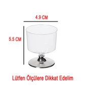 Ayaklı Shot Bardağı Küçük Plastik Kadeh 50 ML (6 Adet)  Gümüş - 2
