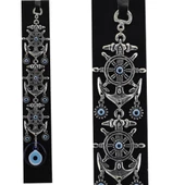 Cam Nazar Boncuklu Metal Duvar Süsü Çapa Modeli Üçlü - 2