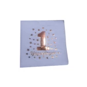 1 Yaşındayım Yazılı  Peçete Varaklı 33X33 CM  (16 Adet)  Mavi - 1