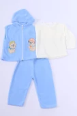 BEBEK POLAR 3LÜ TAKIM KAPŞONLU FERMUARLI NAKIŞLI C23 - 2