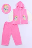 BEBEK POLAR 3LÜ TAKIM KAPŞONLU FERMUARLI NAKIŞLI C23 - 5