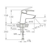 VitrA Dynamic S A40950 Lavabo Bataryası. Krom thumbnail 3