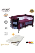 HOLMER Kids Maxi Comfort Coolstyle Anne Yanı Oyun Parkı/Beşik 70x110cm Mürdüm+Aloevera Yatak - 1