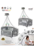 HOLMER Coolstyle (Deluxe Kumaş) Premium Cibinlikli Dönenceli Anne Yanı/Oyun Parkı/Park Yatak 70x110cm Gri - 1