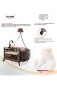 HOLMER Coolstyle (Anne Yanı -Deluxe Kumaş) Cibinlikli Dönenceli Oyun Parkı 70x110cm Bej + Aloevera Yatak - 6