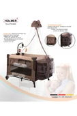 HOLMER Coolstyle (Deluxe Kumaş) Premium Cibinlikli Dönenceli Anne Yanı/Oyun Parkı/Park Yatak 70x110cm Bej - 3