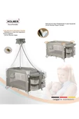 HOLMER Coolstyle Cibinlikli Anne Yanı Oyun Parkı 70x110cm Açık Gri+Aloevera Yatak - 6