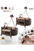 HOLMER Coolstyle (Deluxe Kumaş) Premium Cibinlikli Dönenceli Anne Yanı/Oyun Parkı/Park Yatak 70x110cm Bej - 1