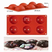 Silikon Yarım Küre Şekilli Top Çikolata Kek Kalıbı 6 lı BT008 - 4